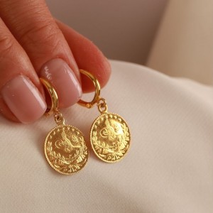 22 Ayar Reşat Çeyrek Altınlı Döküm Halka Küpe