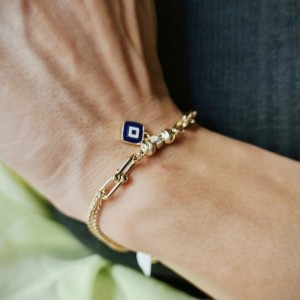 Tiffany ve Dorika Nazarlıklı Mineli Altın Bileklik 14 Ayar Tiffany ve Dorika Nazarlıklı Mineli Altın Bileklik 14 Ayar