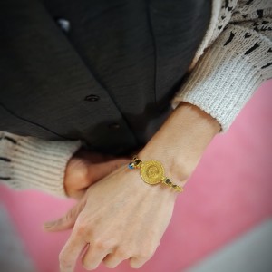 22 Ayar Yarım Altınlı 14 Ayar Arpa Zincirli Bileklik 22 Ayar Yarım Altınlı 14 Ayar Arpa Zincirli Bileklik