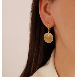 22 Ayar Çeyrek Altınlı Döküm Halka Küpe 22 Ayar Çeyrek Altınlı Döküm Halka Küpe