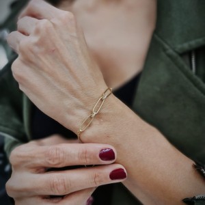 Taşlı Zincir Bileklik 14 Ayar