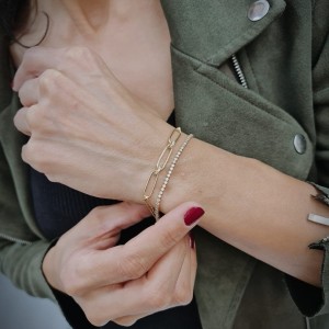 Taşlı Zincir Bileklik 14 Ayar Taşlı Zincir Bileklik 14 Ayar