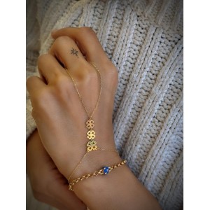Mavi Mineli Yıldız Bileklik 14 Ayar Altın