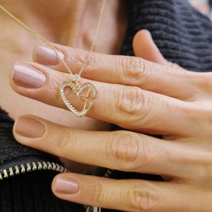 Altın Taşlı Kalp Yıldız Kolye