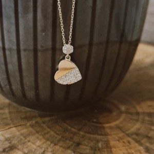 Taşlı Altın Kalp Kolye Taşlı Altın Kalp Kolye