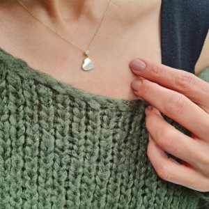 Taşlı Altın Kalp Kolye 