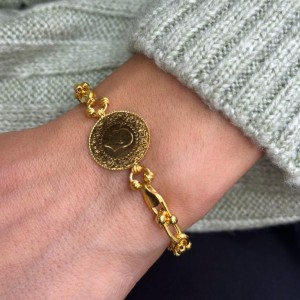 Liralı Dorikalı Zincir Bileklik (Çeyrek Altın)