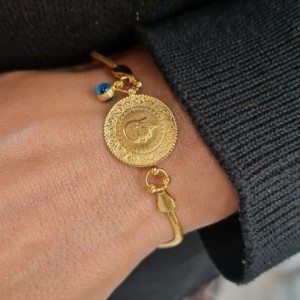 Çeyrek Altınlı İtalyan Nazar Boncuklu Bileklik