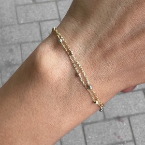 İki Sıra Dorika Zincir Bileklik 14 Ayar Altın