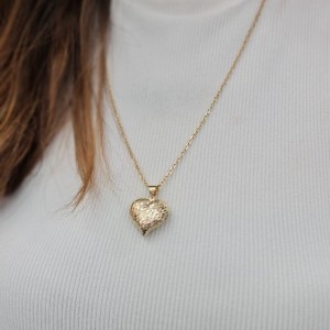 Altın Kalp Kolye Ucu ve Zincir 14 Ayar Altın Altın Kalp Kolye Ucu ve Zincir 14 Ayar Altın