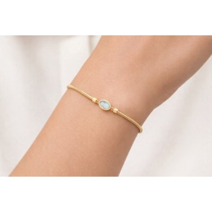 İtalyan Zincirli Ay Taşı Bileklik 14 Ayar Altın