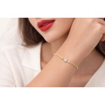 İtalyan Zincirli Ay Taşı Bileklik 14 Ayar Altın