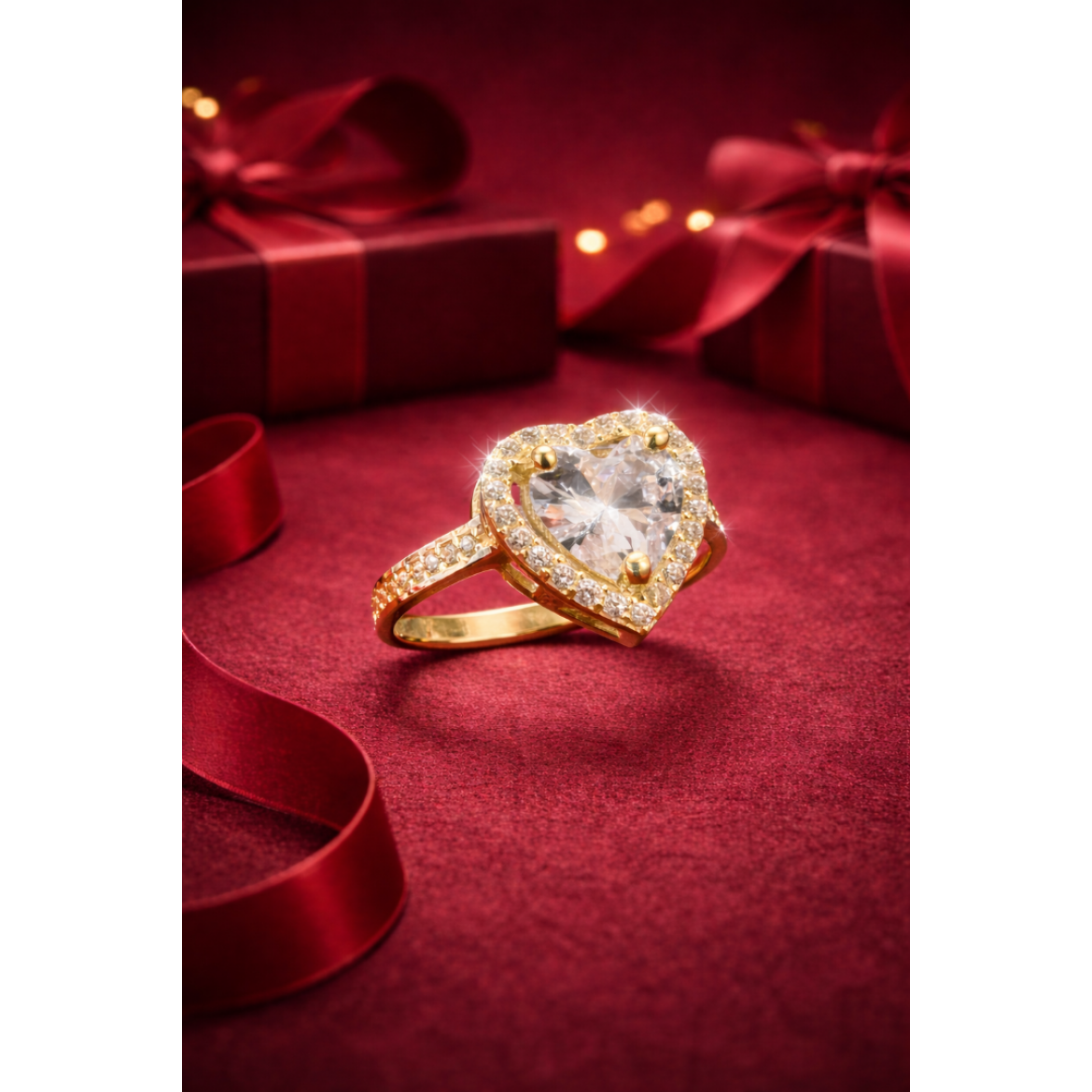 Kalp Baget Yüzük / Sevgililer Günü Hediyesi (333 Milyem)