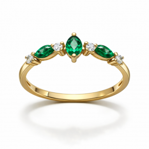 Yeşil Taşlı Fantezi Yüzük 14 Ayar Altın