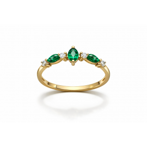 Yeşil Taşlı Fantezi Yüzük 14 Ayar Altın