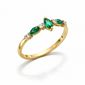 Yeşil Taşlı Fantezi Yüzük 14 Ayar Altın